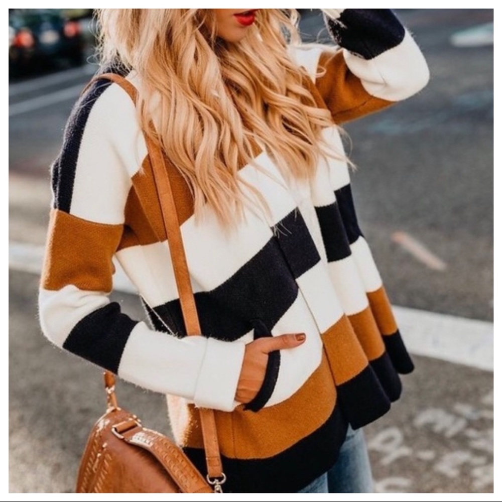 Vici Pocketed Striped Cardigan Size L - Picture 4 of 8